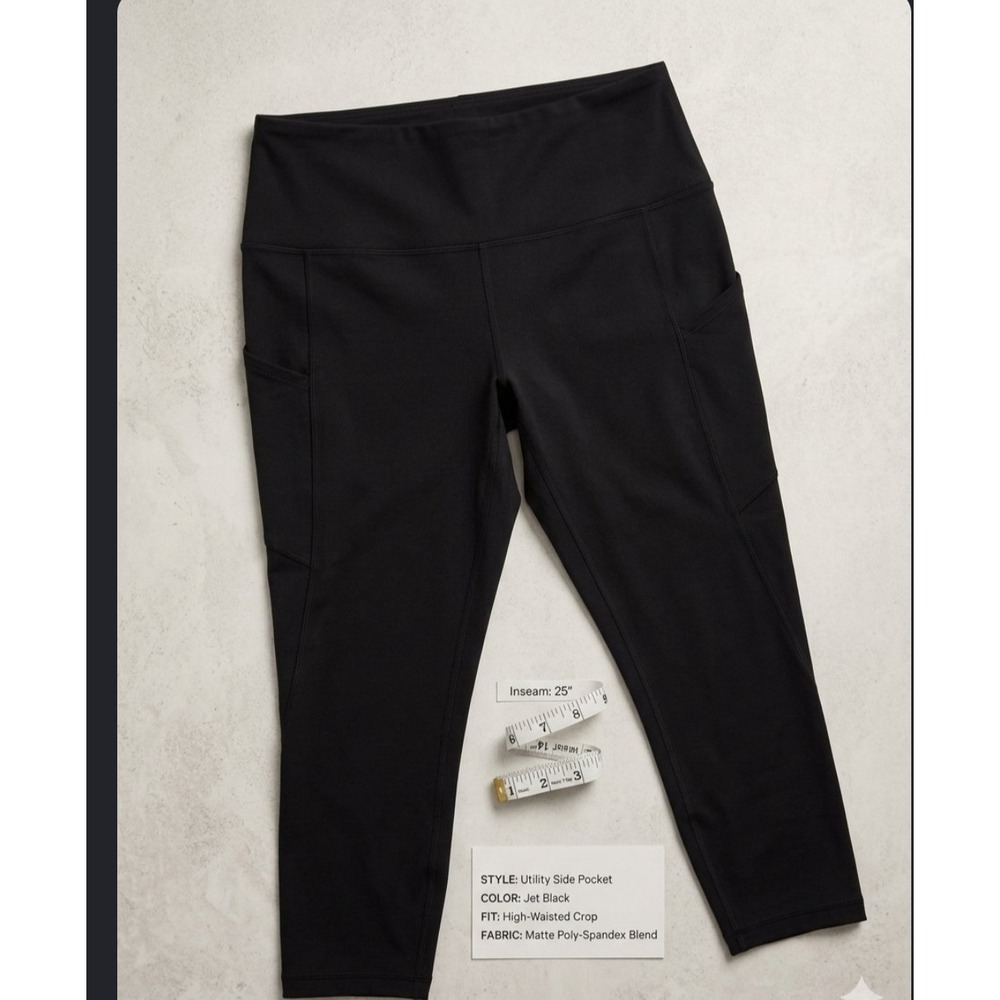 Ododos Womens Jet Black High Waisted Crop Utility Side Pocket Leggings 2XL XXL